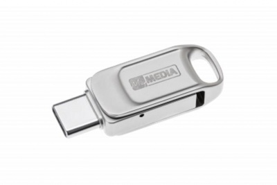 Pendrive, 32GB, USB 2.0 + USB-C, alumínium ház, MYMEDIA "Dual" (by VERBATIM)