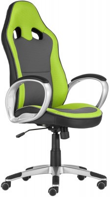 Gamer szék, OREGON M mesh zöld/PU-textilbőr szürke